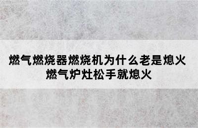 燃气燃烧器燃烧机为什么老是熄火 燃气炉灶松手就熄火